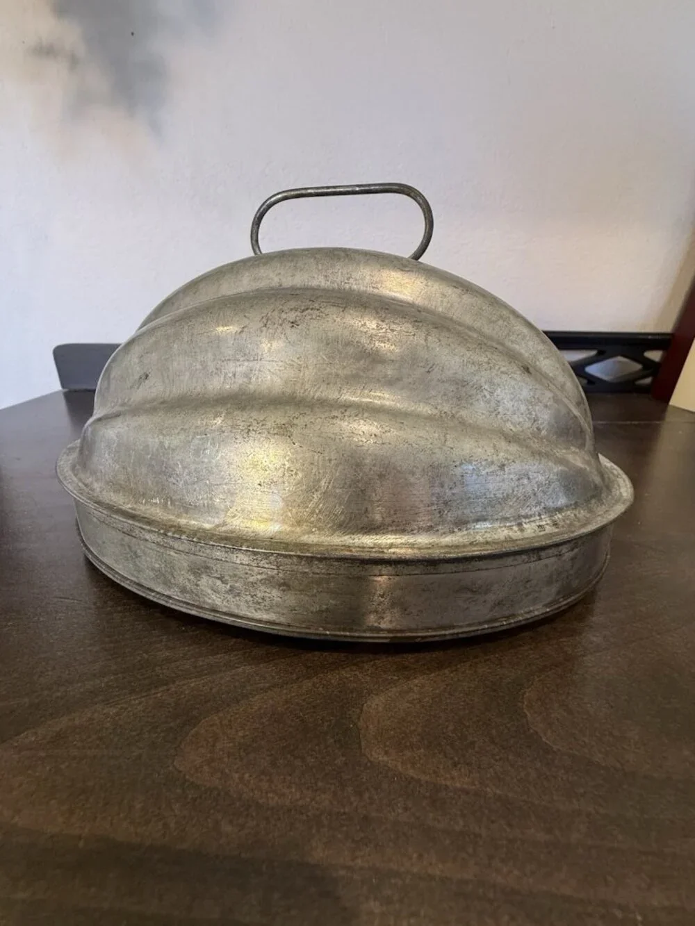 Vintage Antique England Tin Steamed Plum Pudding Mold 2 Piece Ribbed Melon Shape